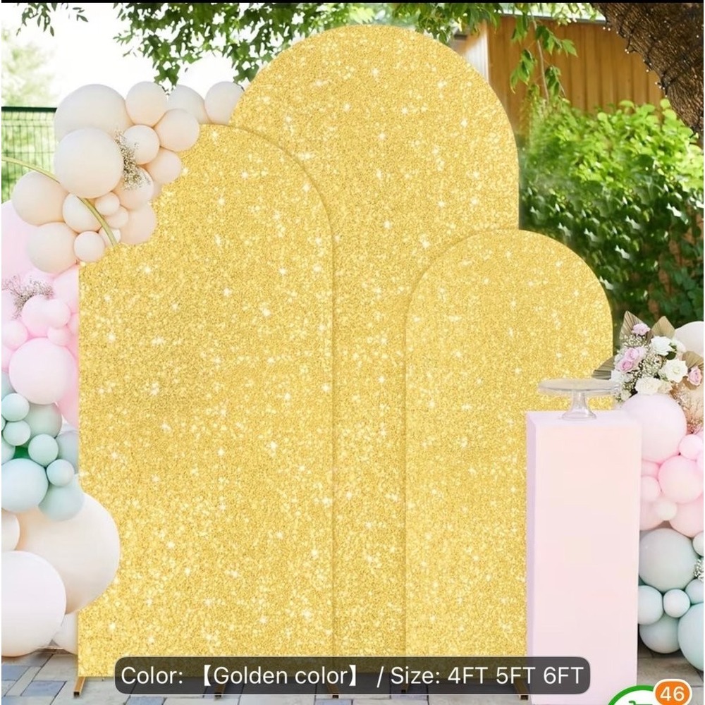 3 Unbranded Arch Backdrop Cover NEW 4,5,6FT Gold Good Sequin Spandex Chiara Wall